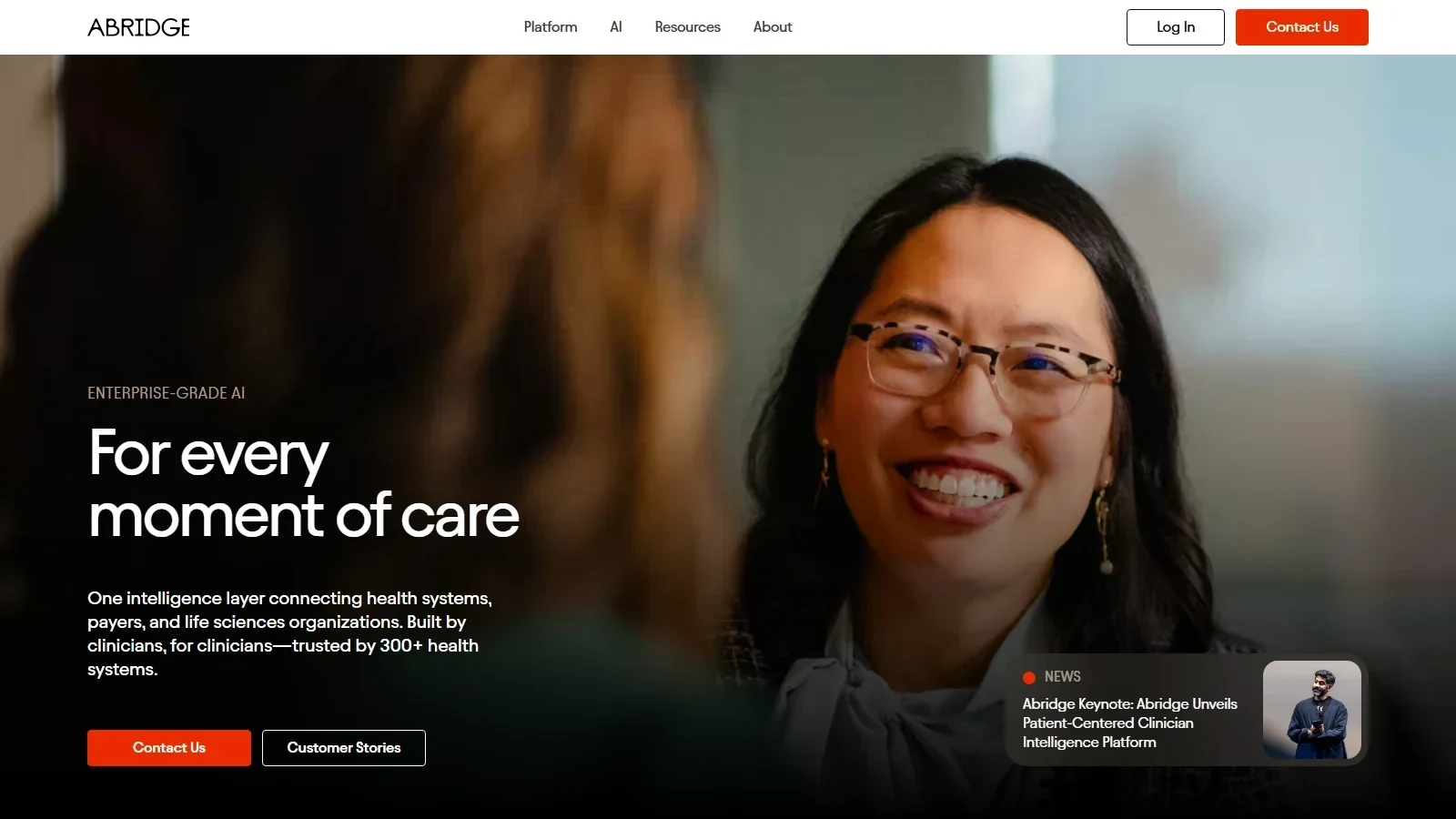 Abridge homepage screenshot