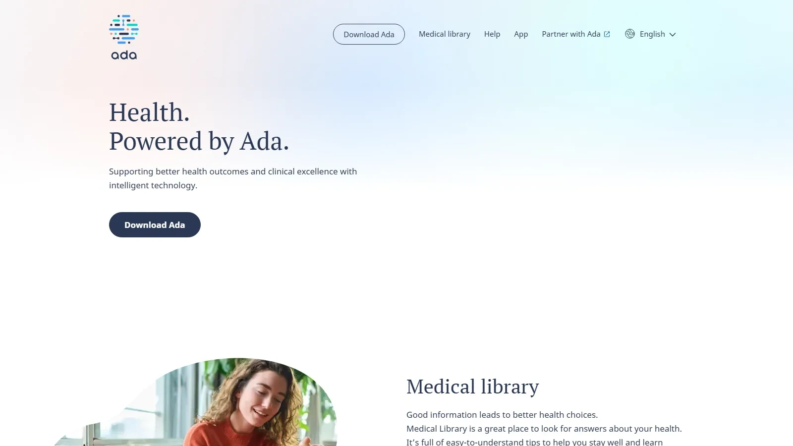 Ada Health homepage screenshot