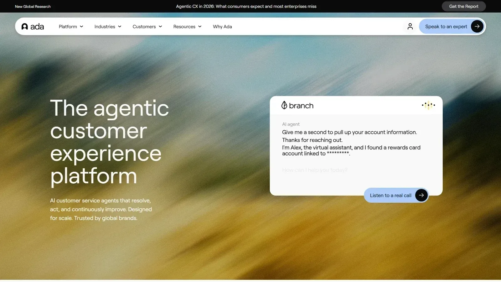 Ada homepage screenshot