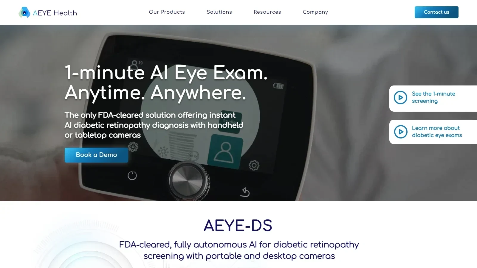 AEYE Health homepage screenshot