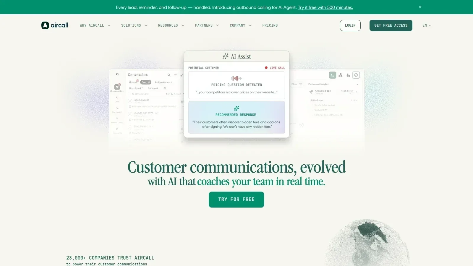 Aircall AI homepage screenshot