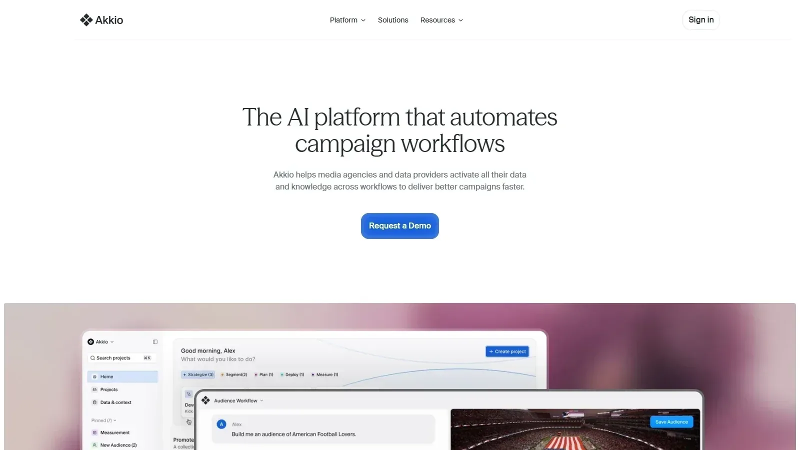 Akkio homepage screenshot