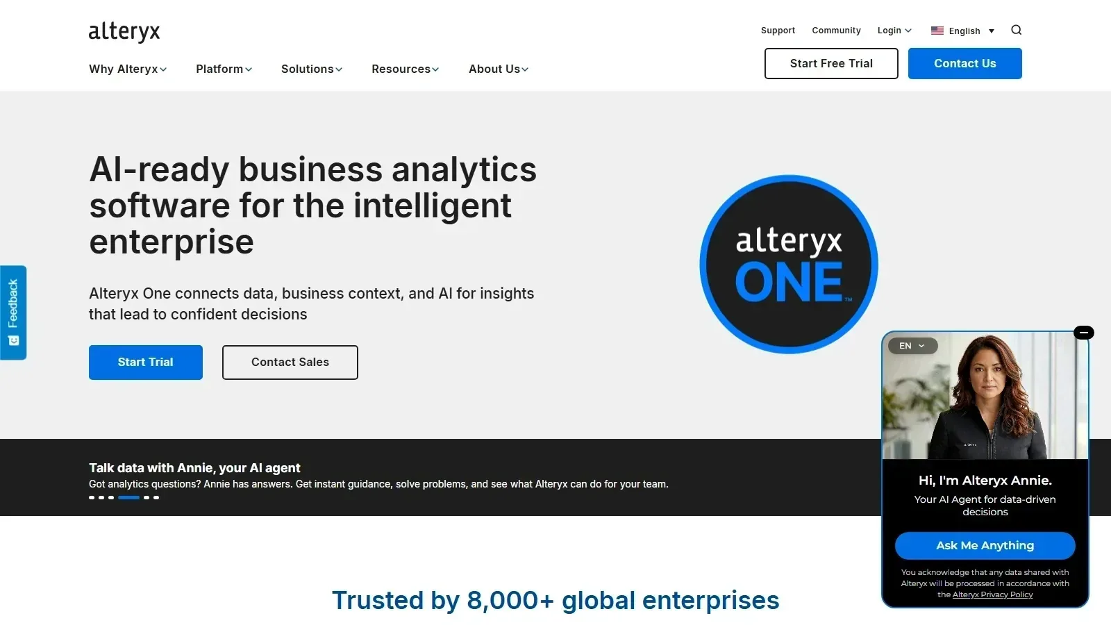 Alteryx homepage screenshot