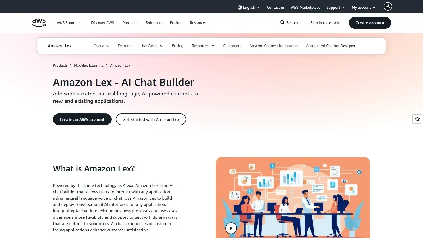 Amazon Lex homepage screenshot