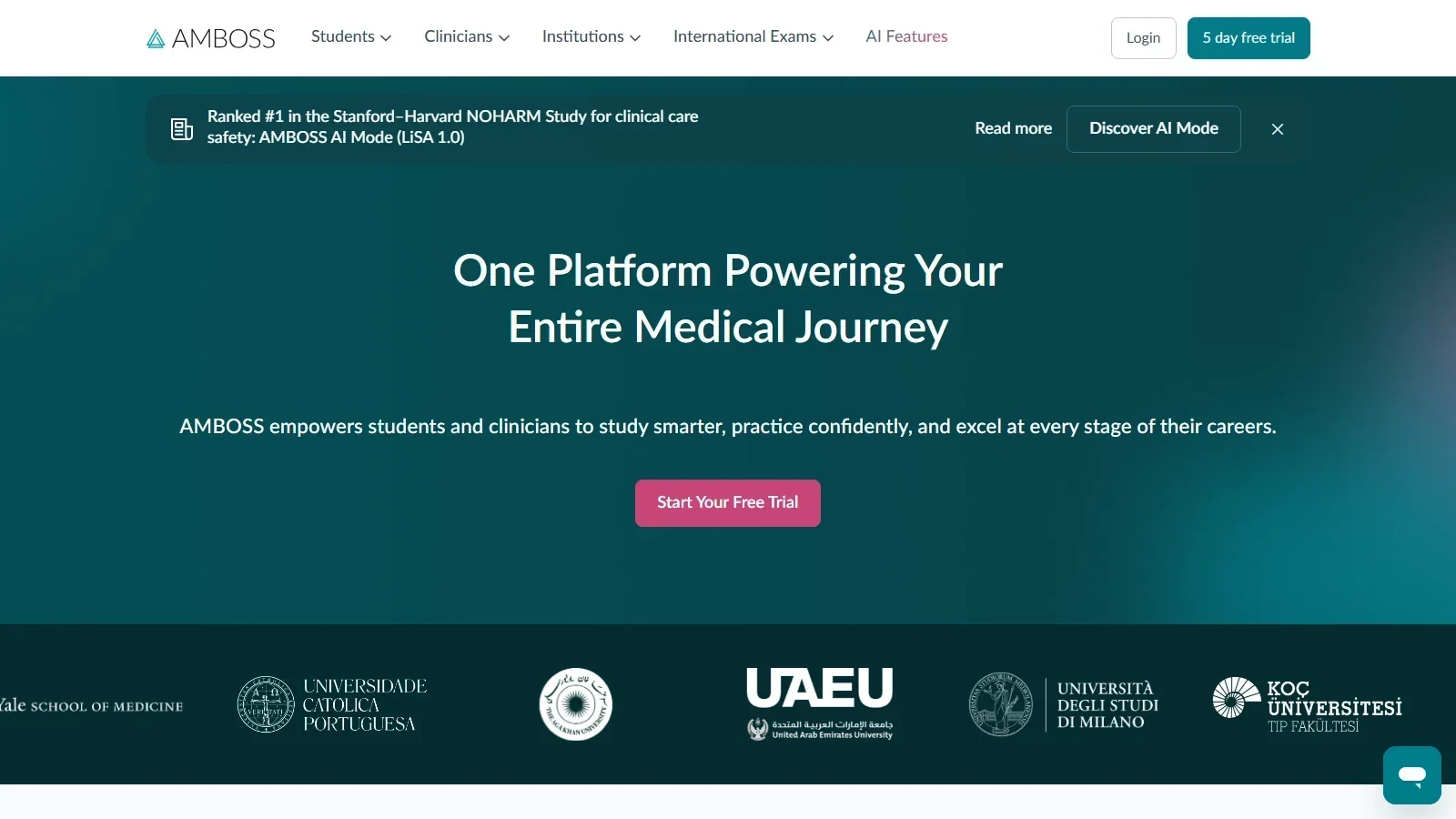 AMBOSS AI homepage screenshot