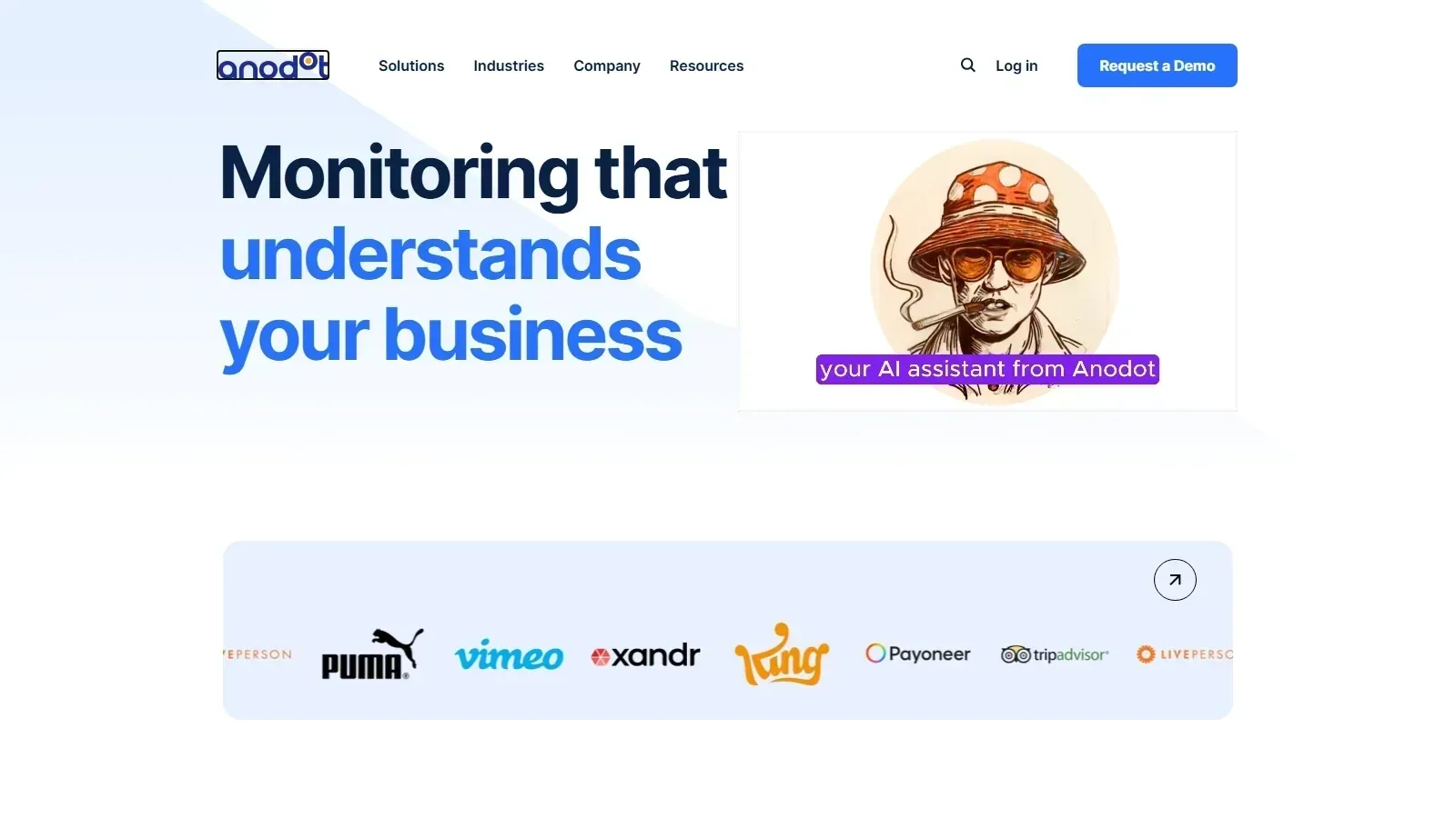 Anodot homepage screenshot