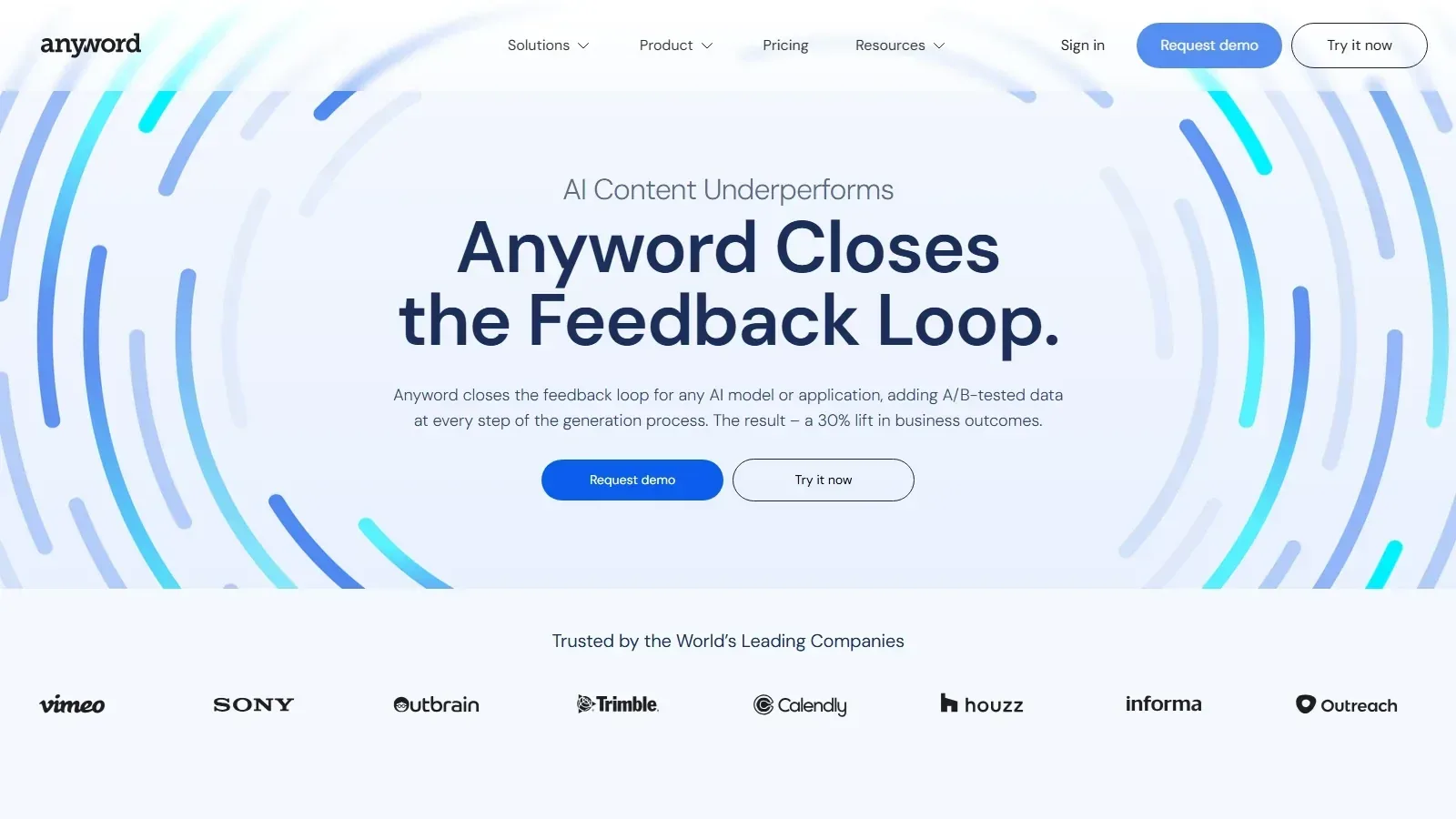 Anyword homepage screenshot