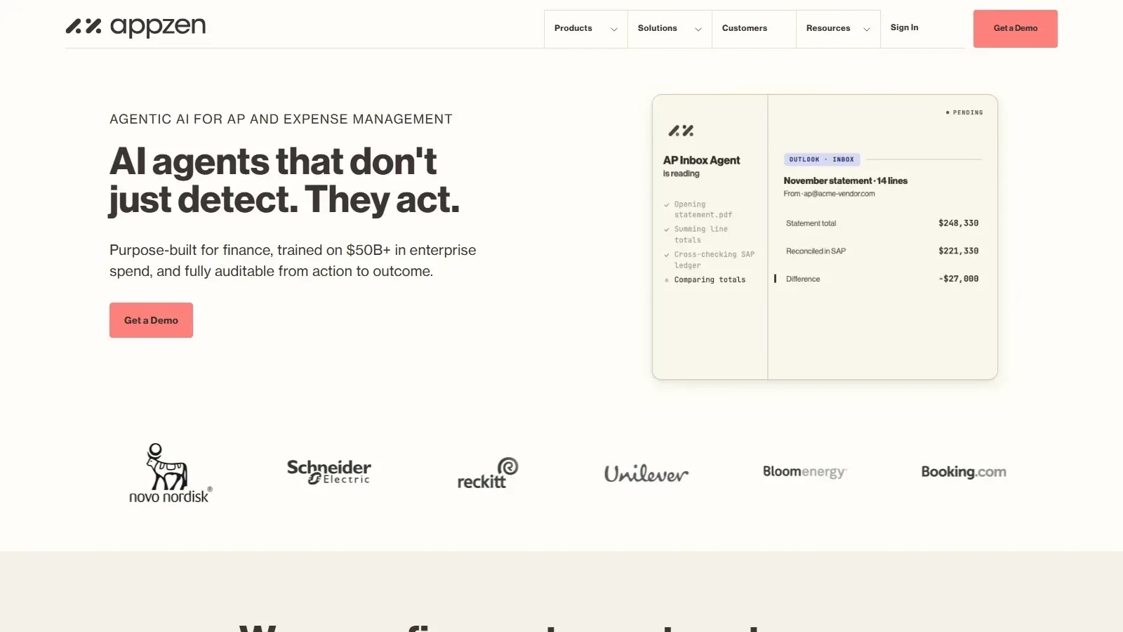AppZen homepage screenshot