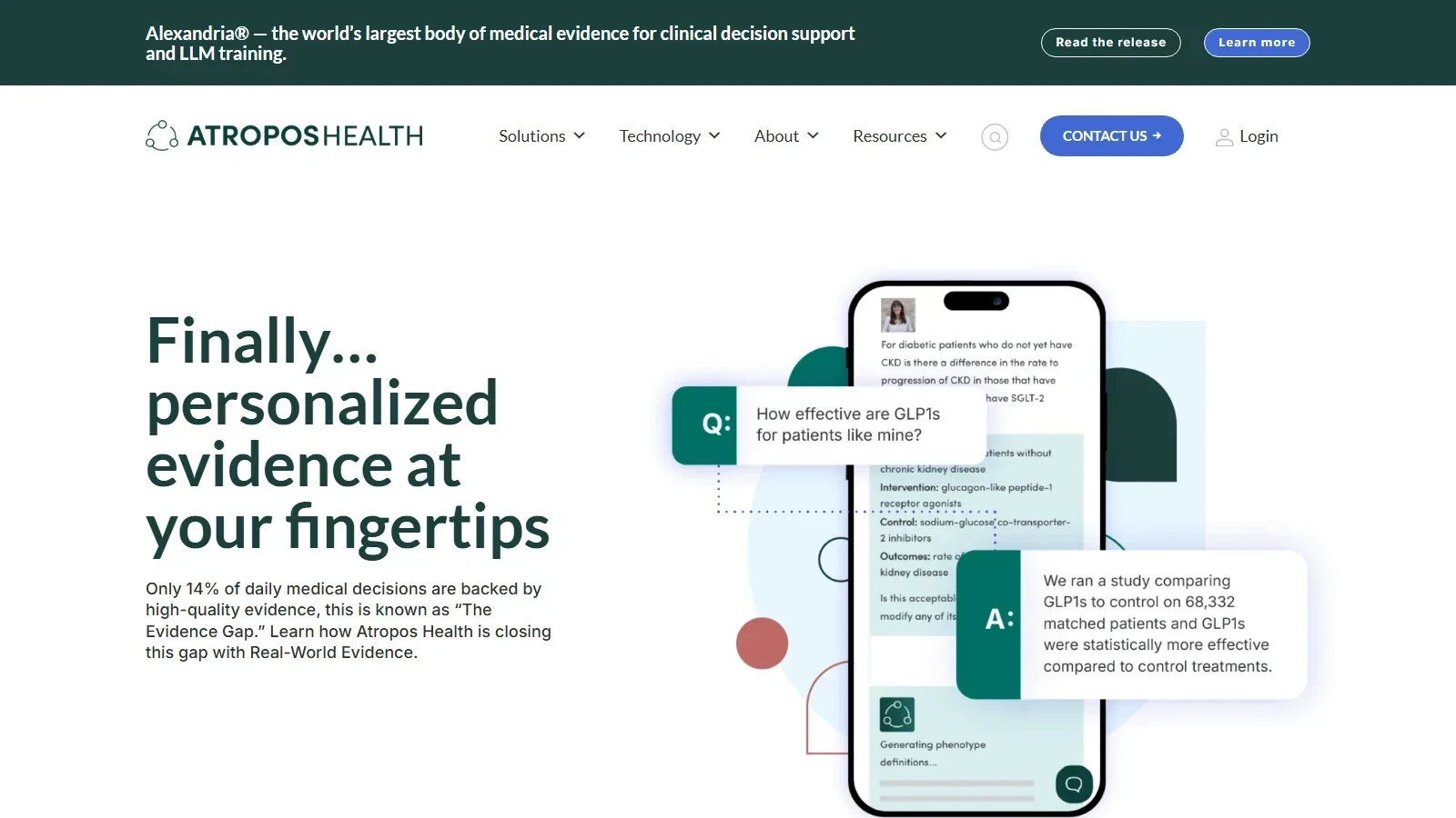 Atropos Health homepage screenshot