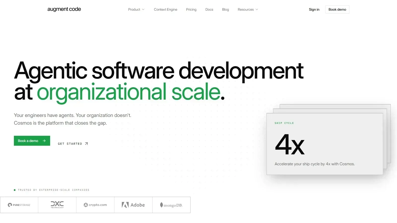 Augment Code homepage screenshot