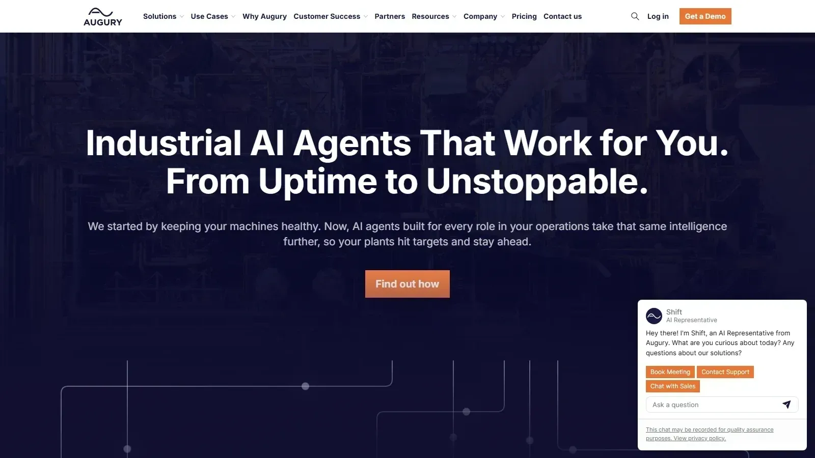 Augury homepage screenshot