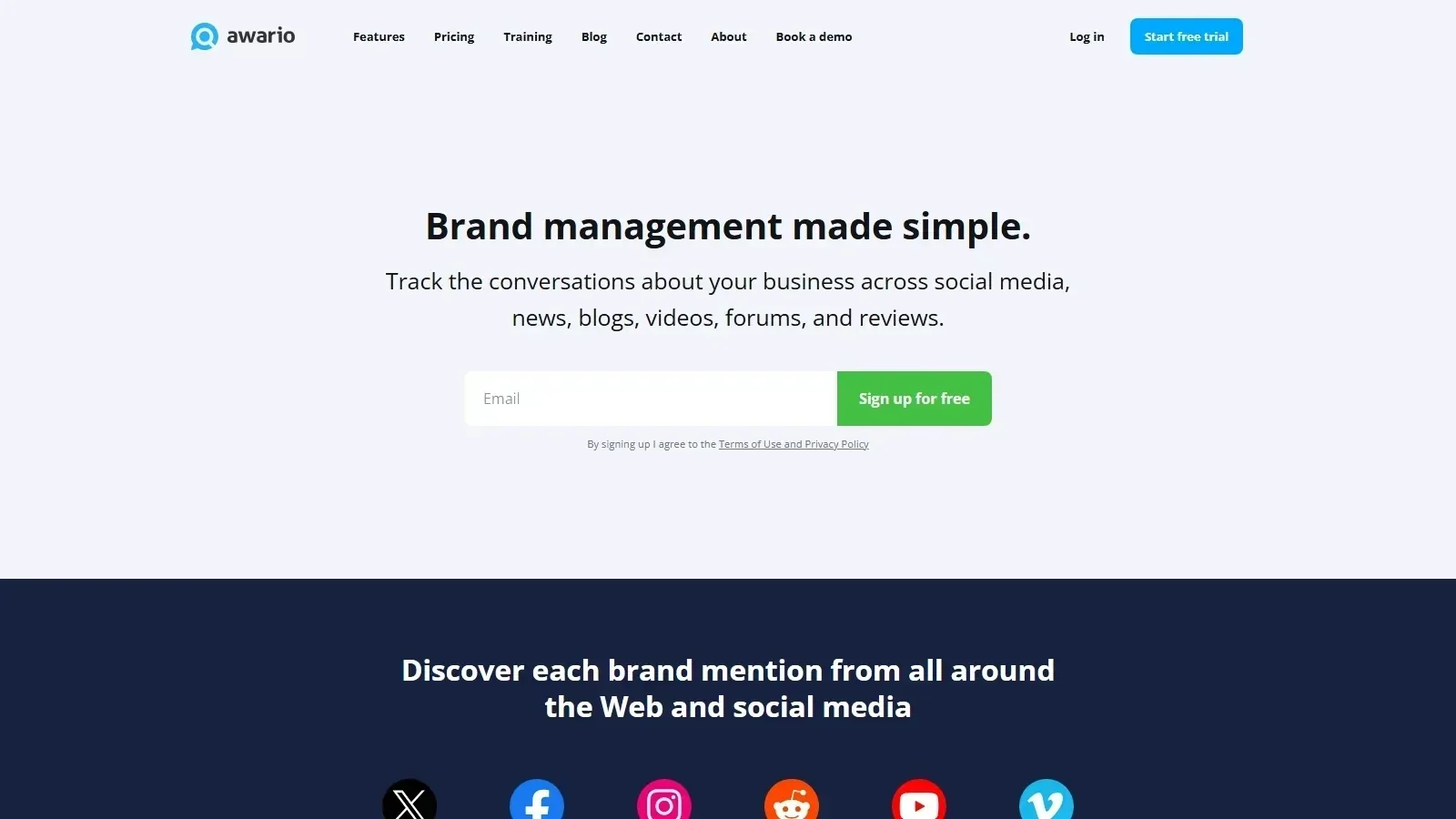 Awario homepage screenshot