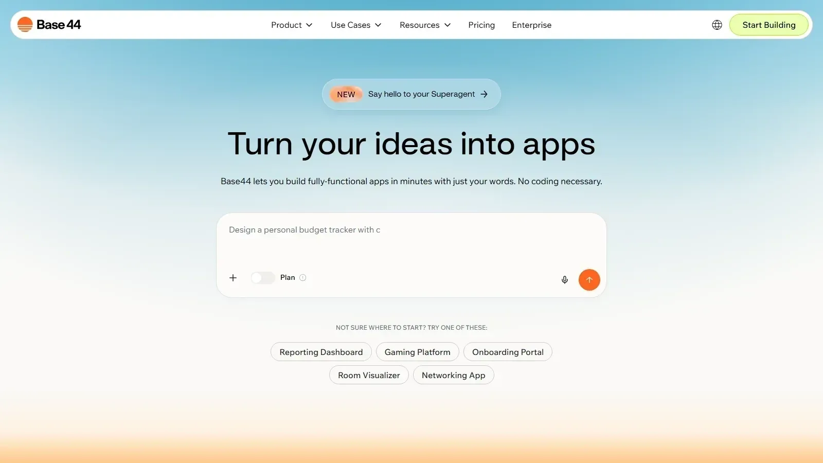 Base44 homepage screenshot