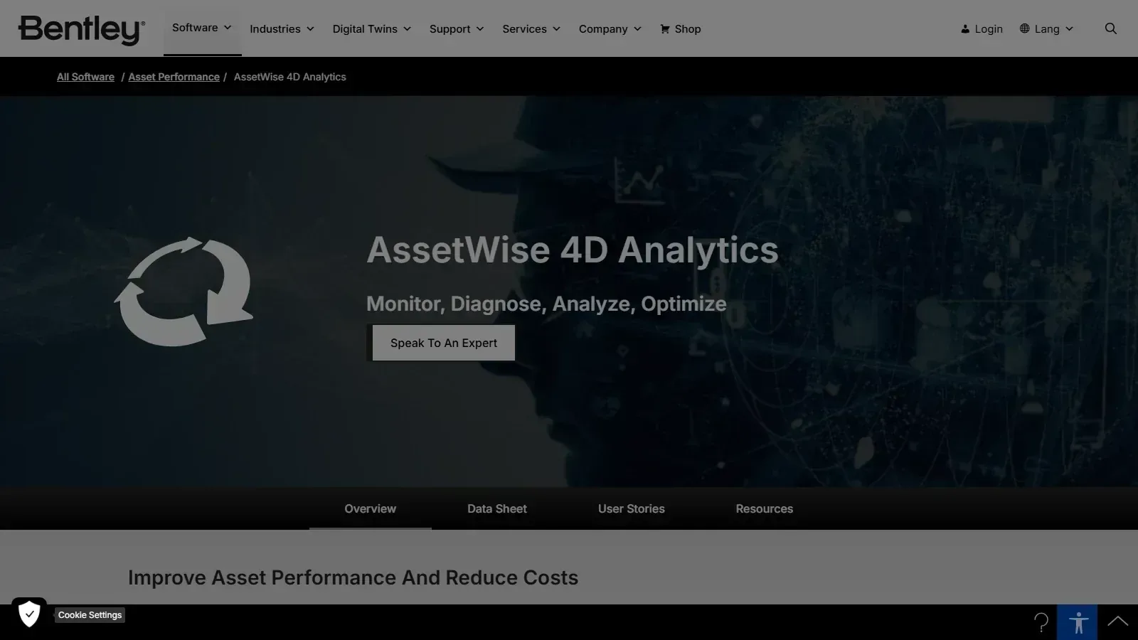 Bentley AssetWise homepage screenshot