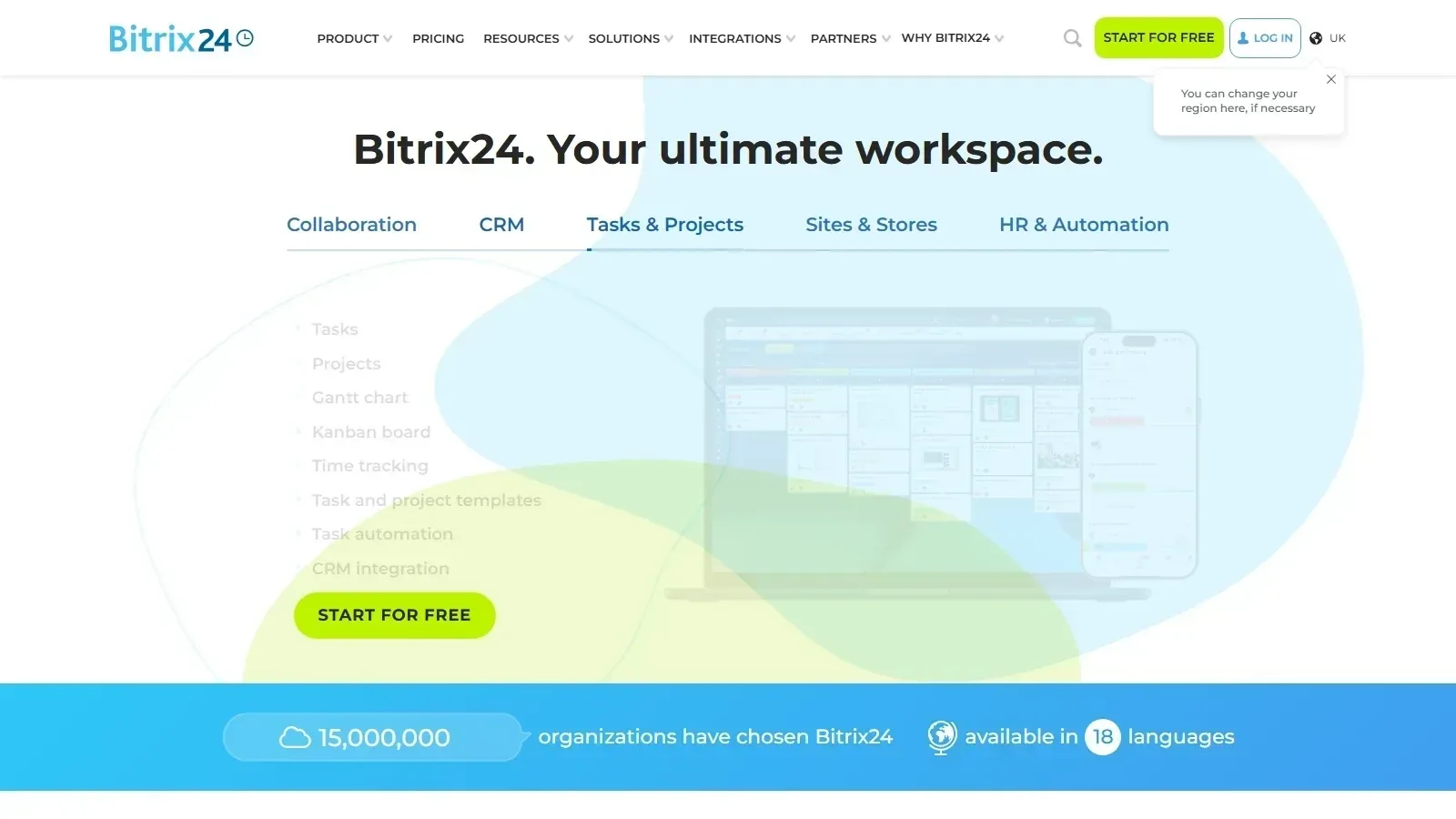 Bitrix24 homepage screenshot