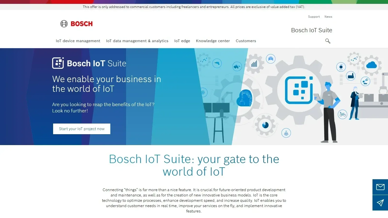 Bosch IoT Suite homepage screenshot