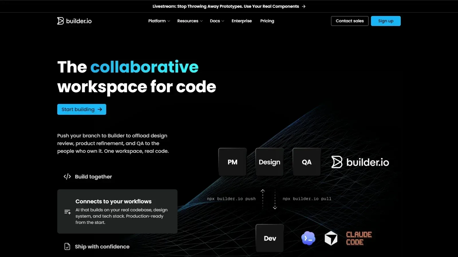 Builder.io homepage screenshot