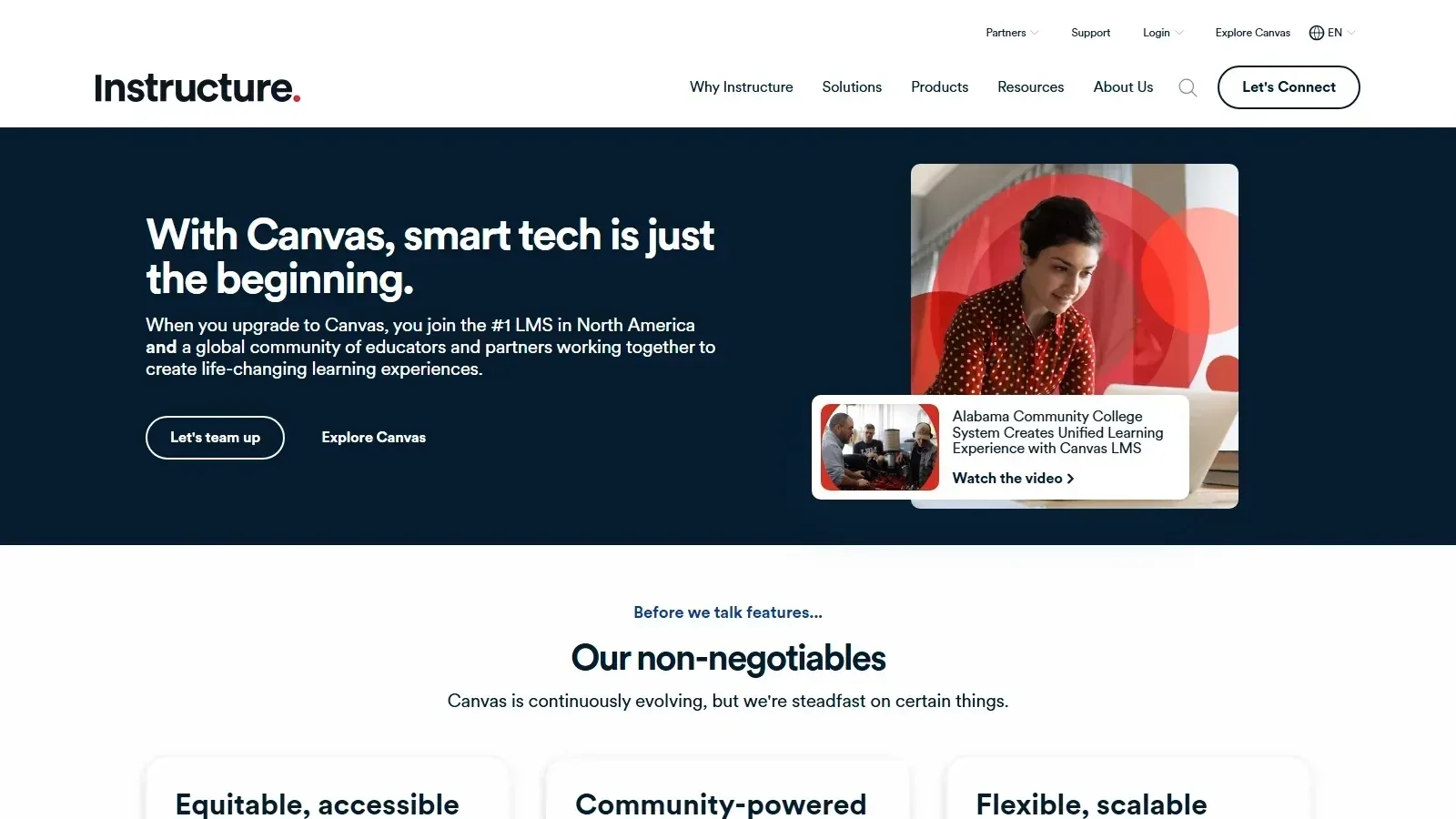 Canvas LMS homepage screenshot