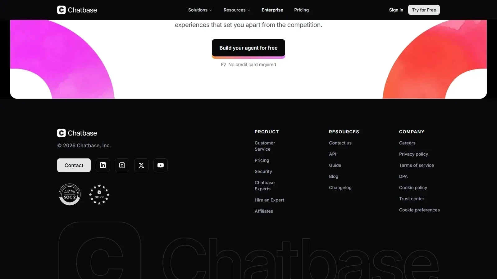 Chatbase homepage screenshot