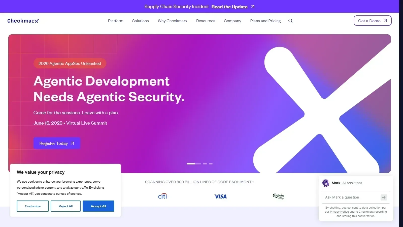 Checkmarx homepage screenshot