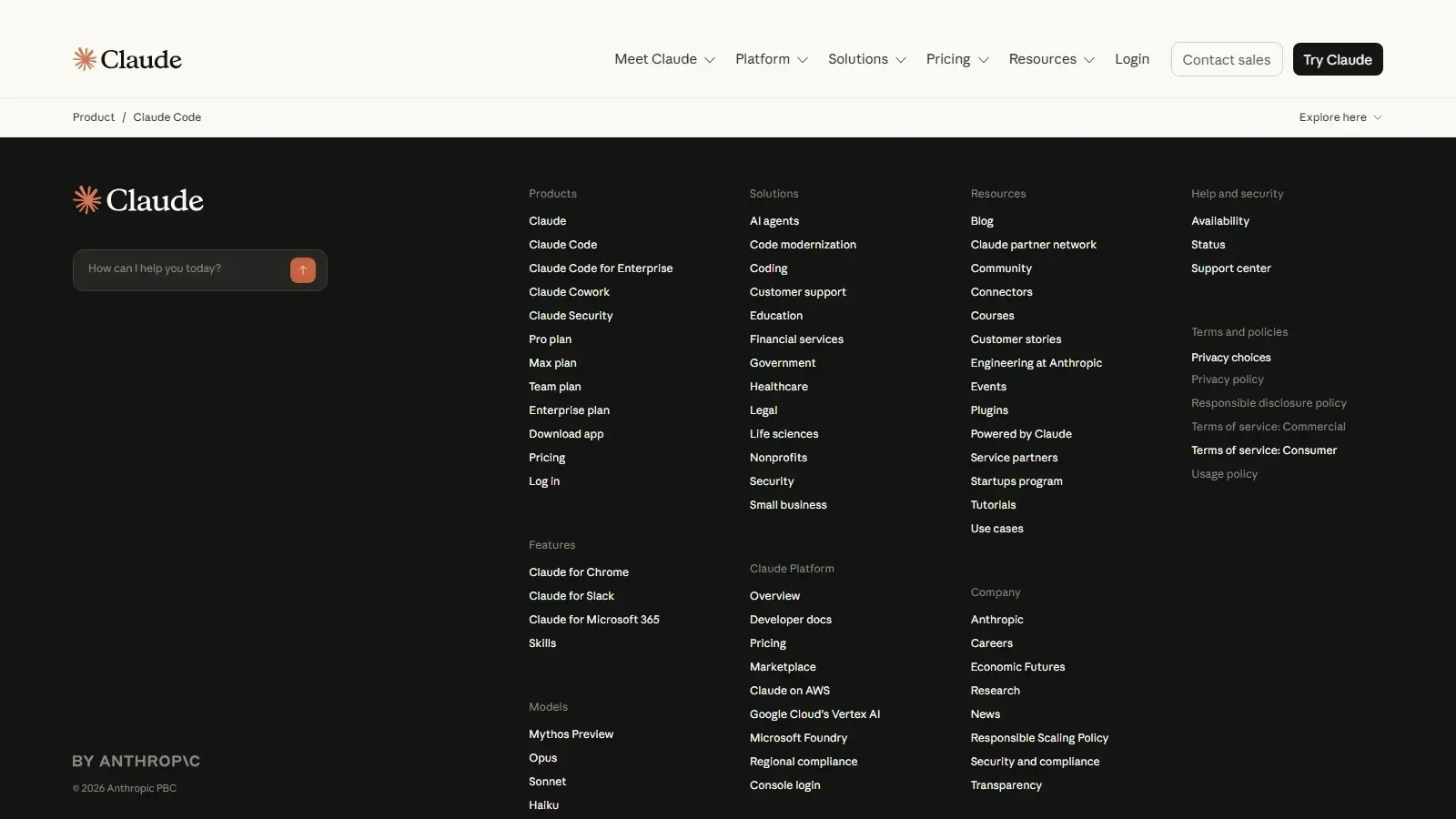 Claude Code homepage screenshot