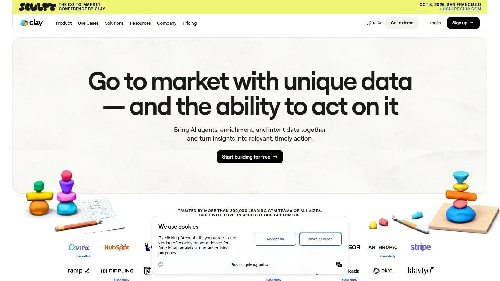 Clay homepage screenshot