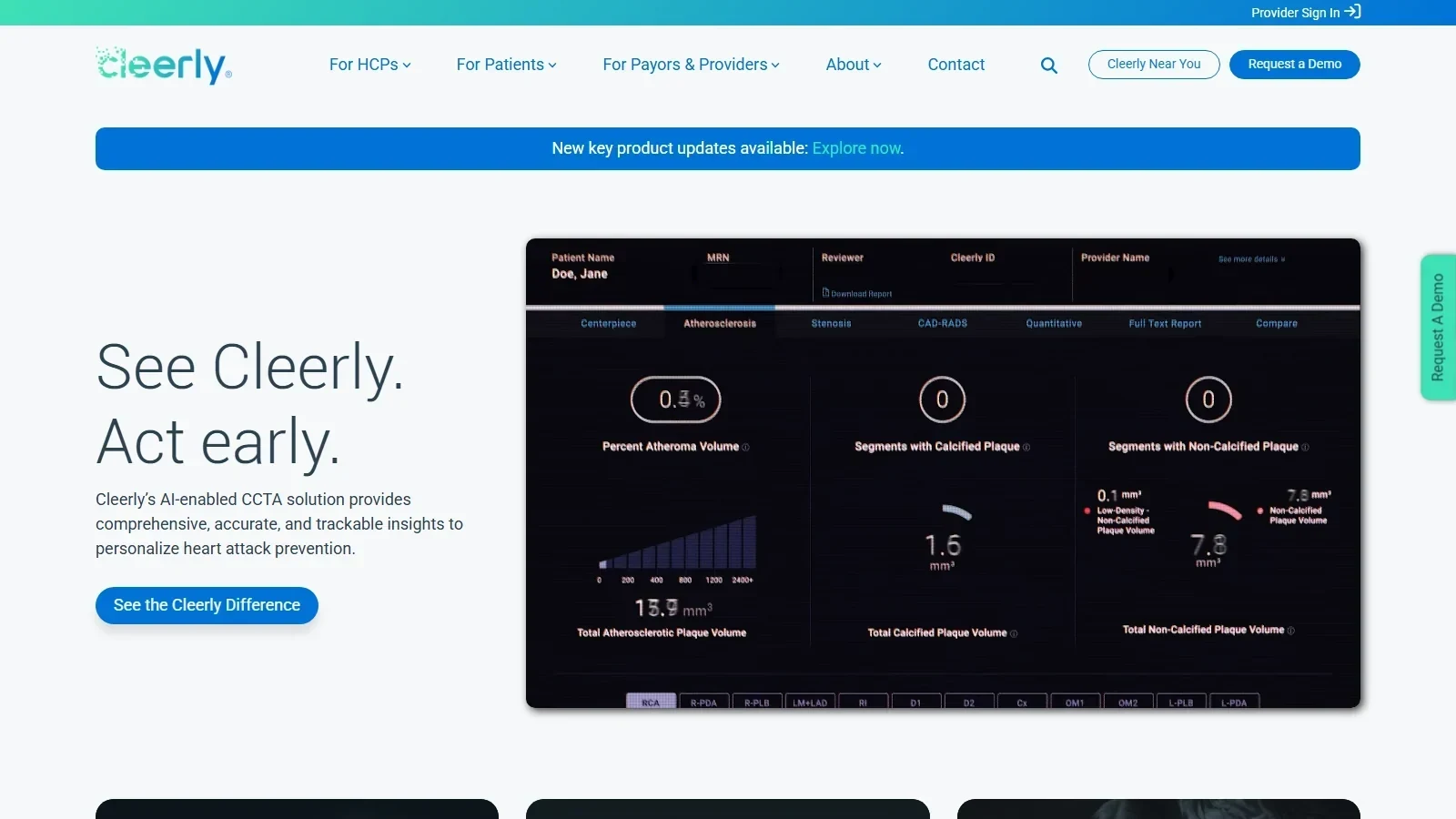 Cleerly homepage screenshot