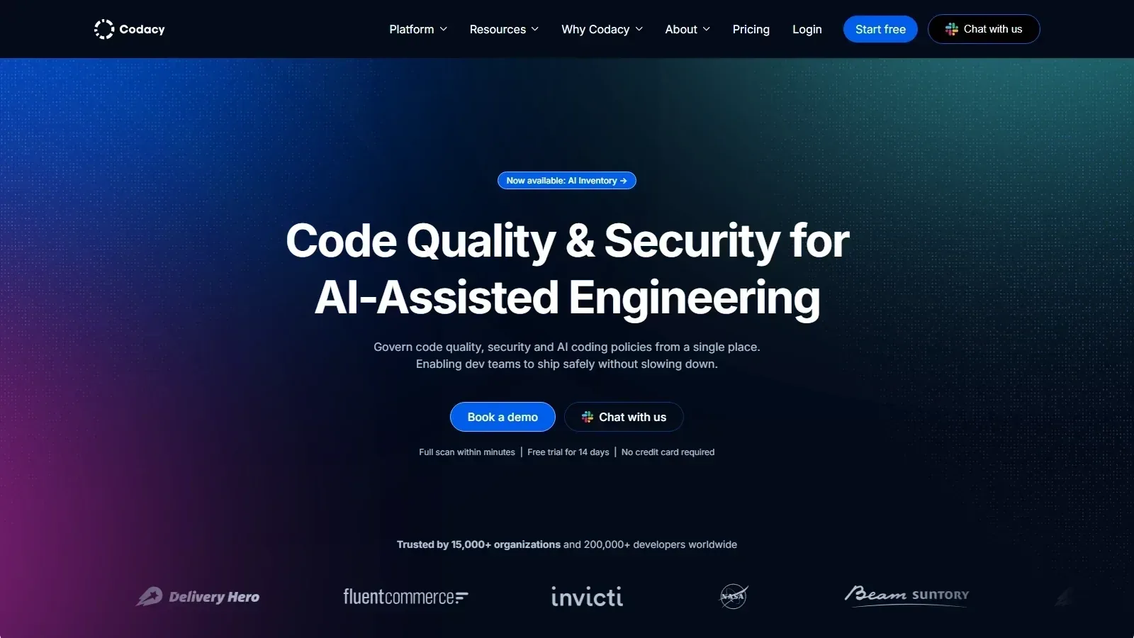 Codacy homepage screenshot