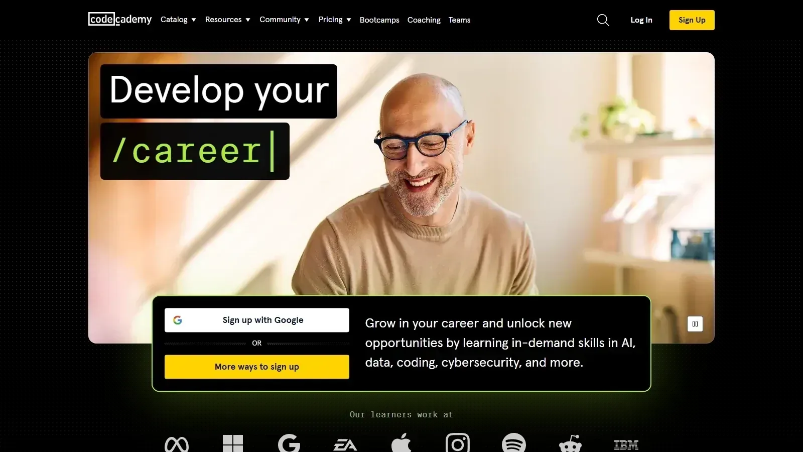 Codecademy homepage screenshot