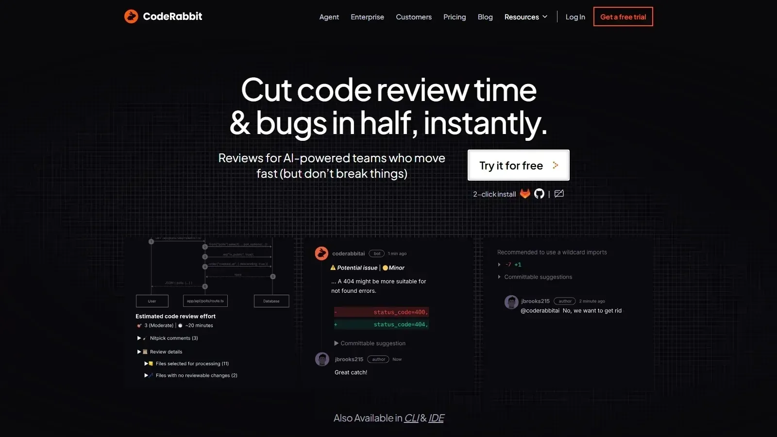 CodeRabbit homepage screenshot
