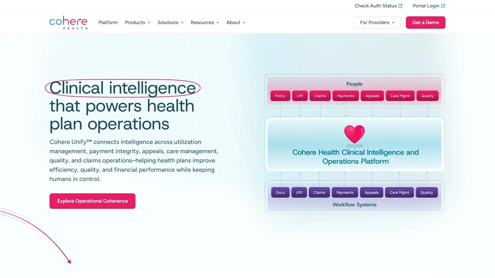 Cohere Health homepage screenshot