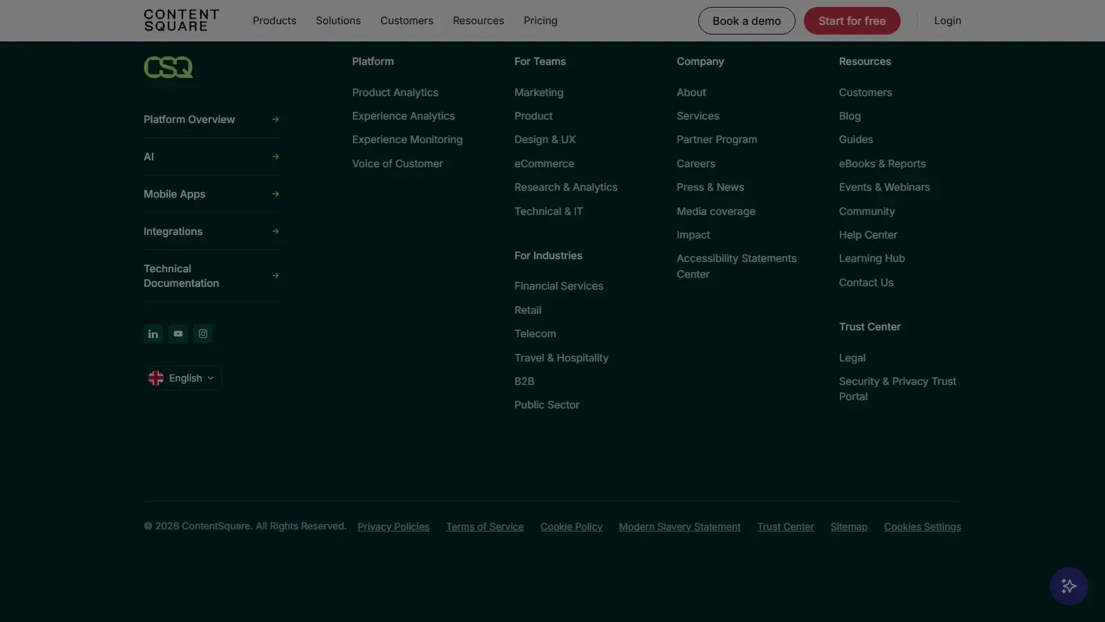 Contentsquare homepage screenshot