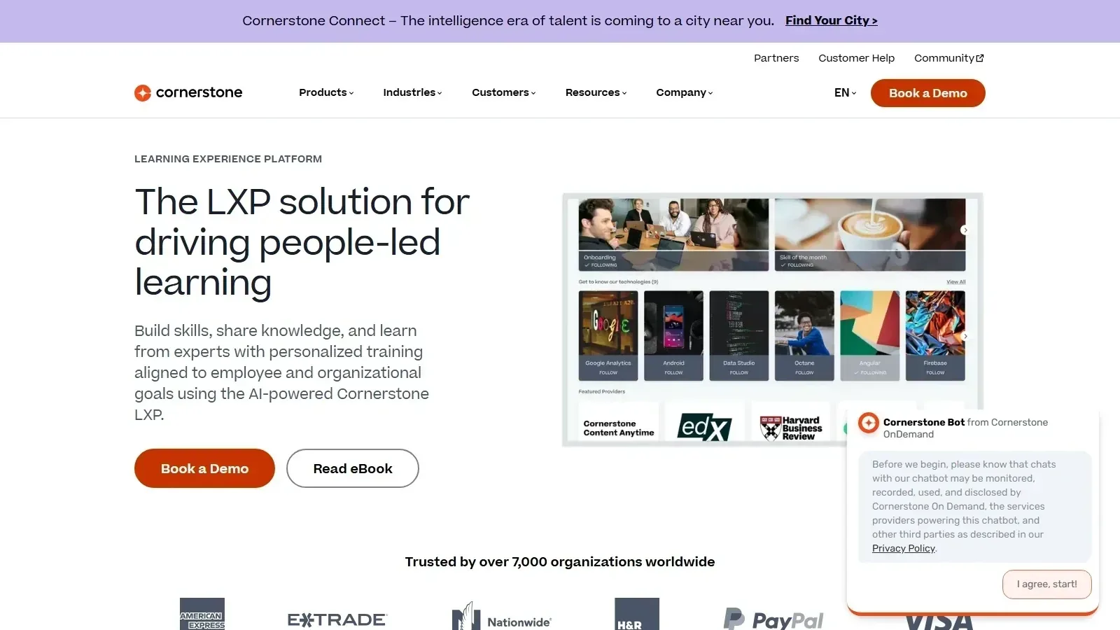Cornerstone Xplor homepage screenshot
