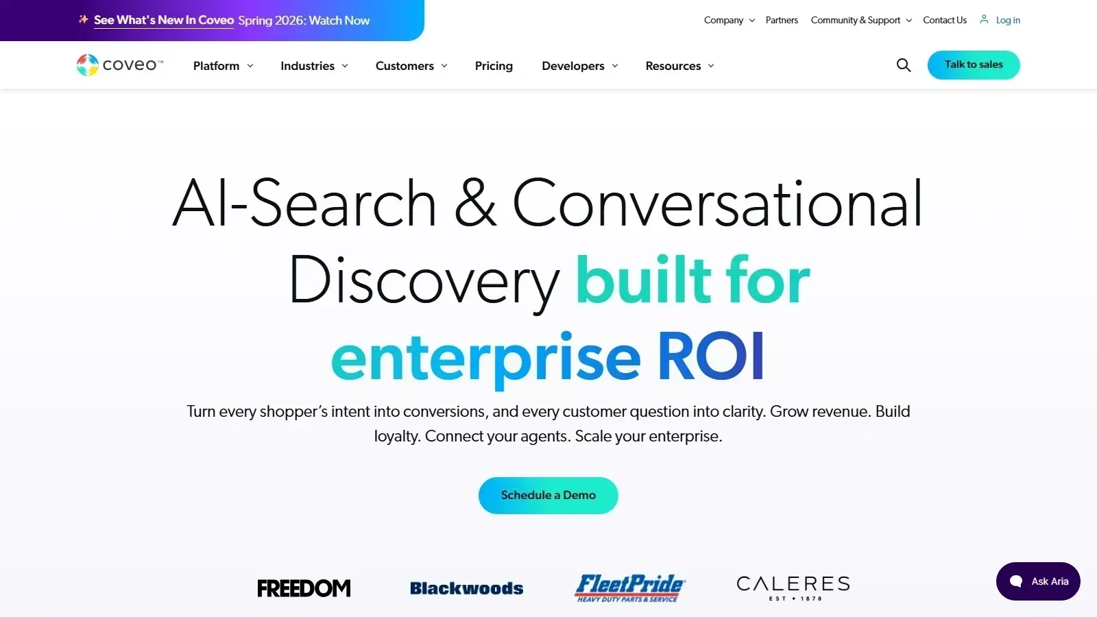 Coveo homepage screenshot