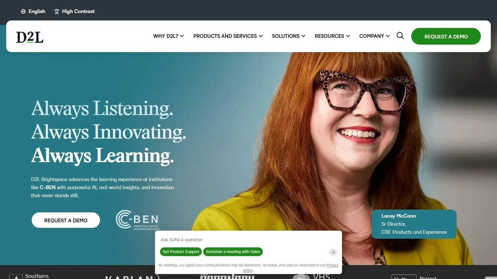 D2L Brightspace homepage screenshot
