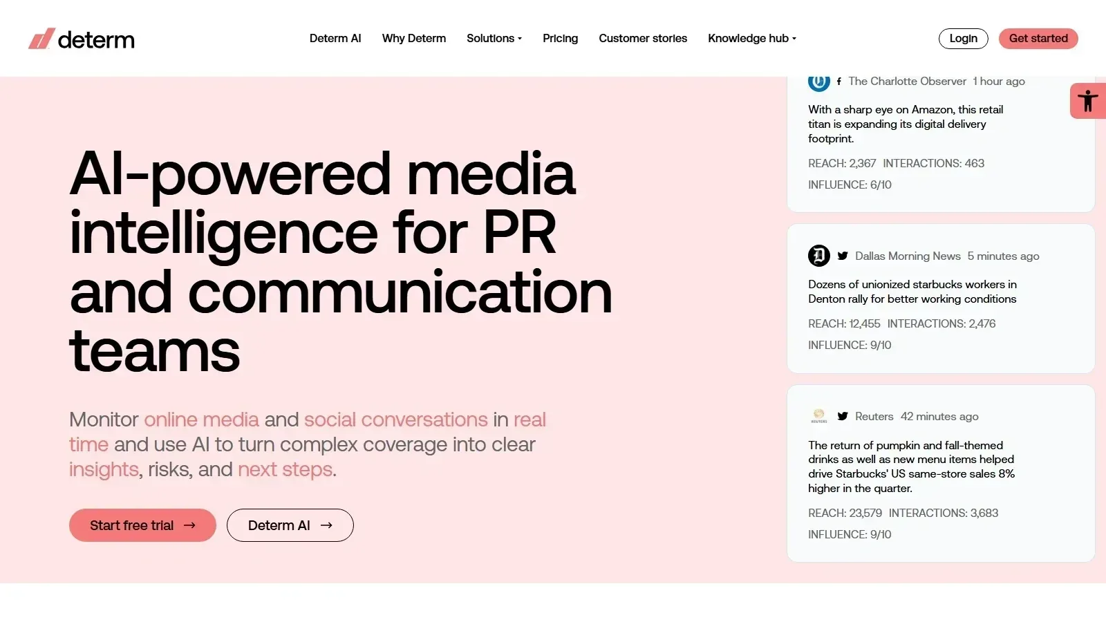 Determ homepage screenshot