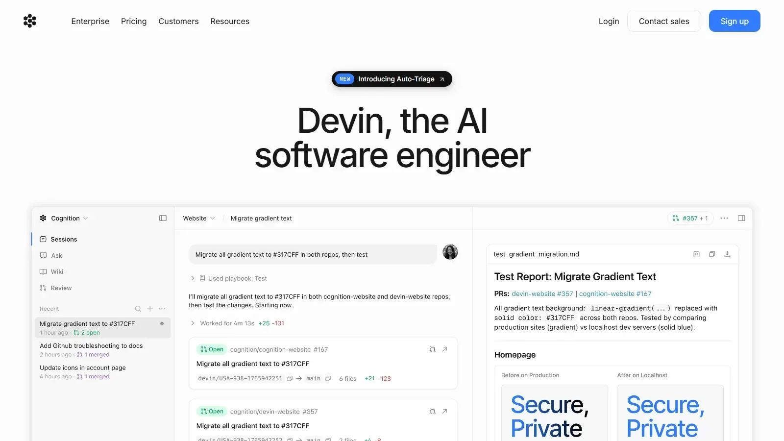 Devin homepage screenshot