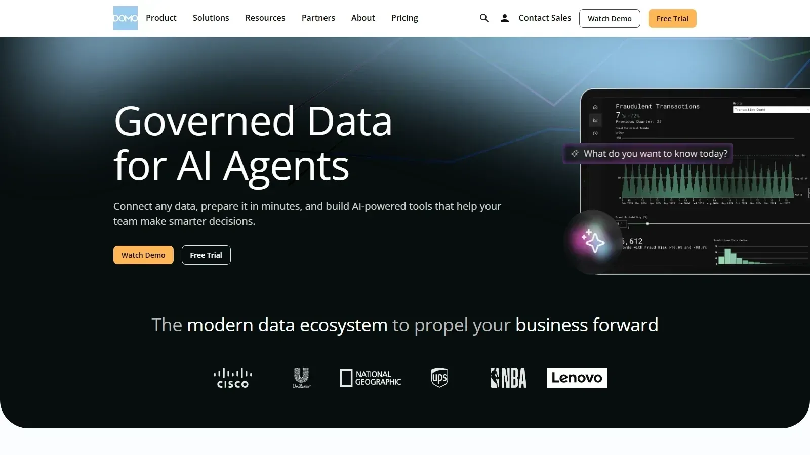Domo homepage screenshot
