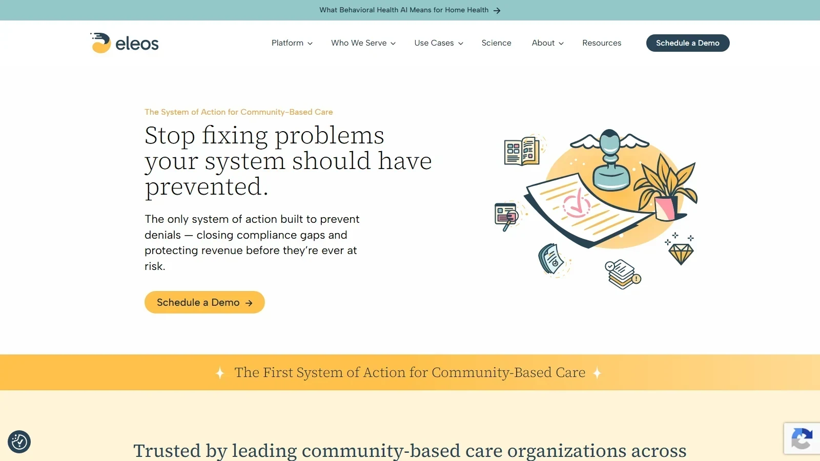 Eleos Health homepage screenshot