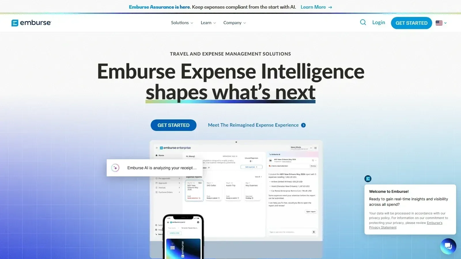 Emburse homepage screenshot