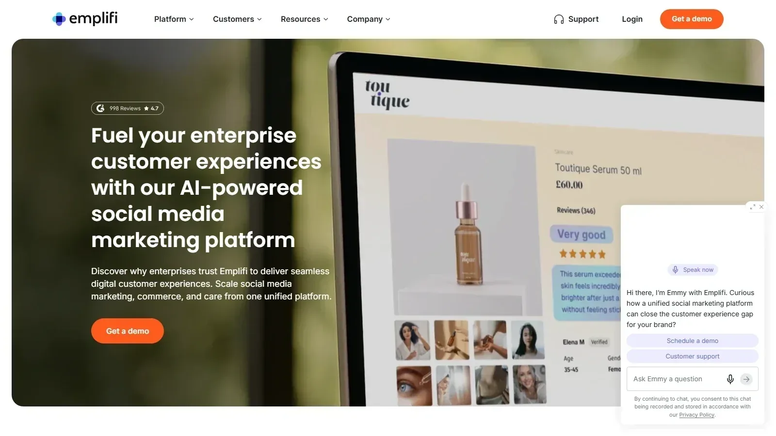 Emplifi homepage screenshot