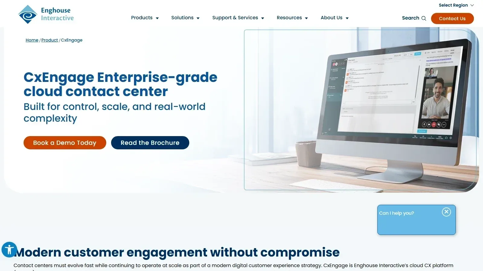 Enghouse CxEngage homepage screenshot