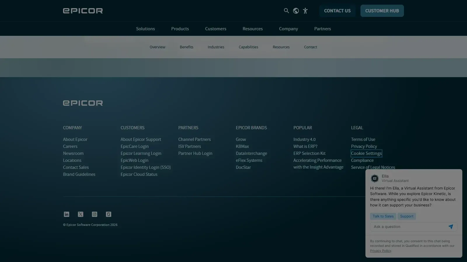 Epicor Kinetic homepage screenshot