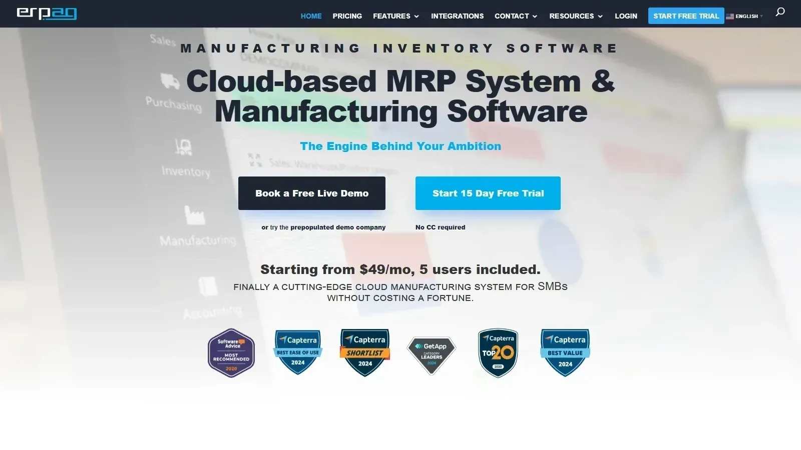 ERPAG homepage screenshot