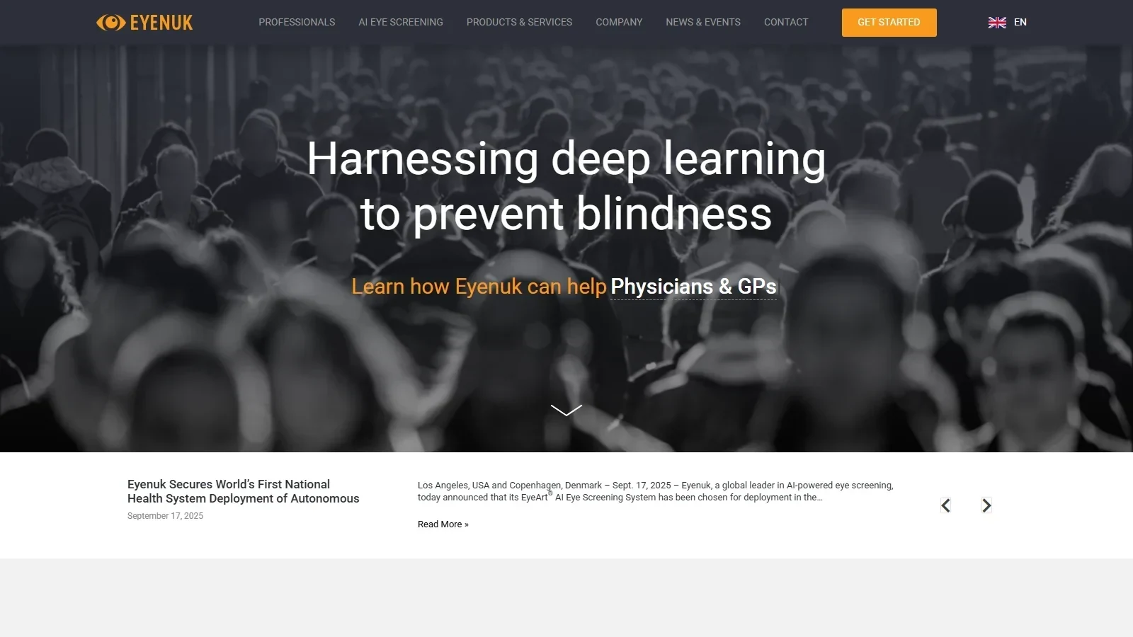 Eyenuk homepage screenshot
