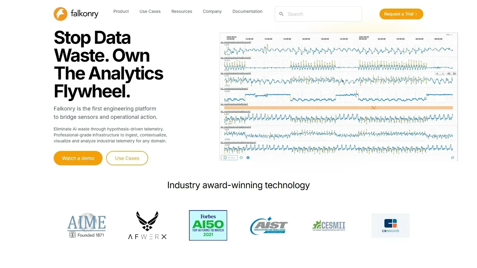 Falkonry homepage screenshot