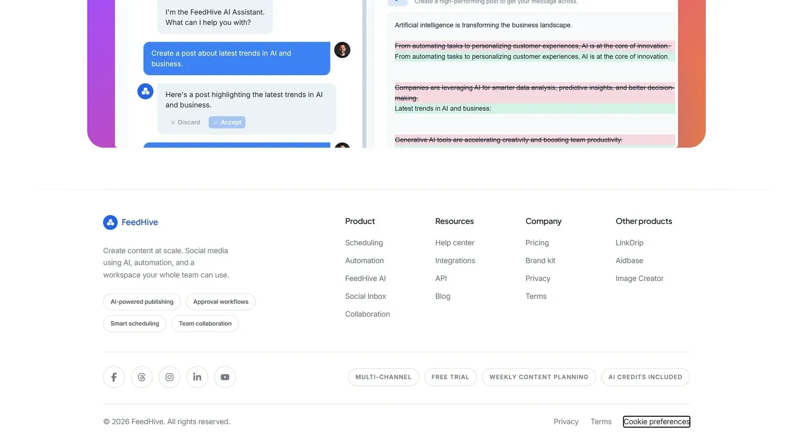 FeedHive homepage screenshot