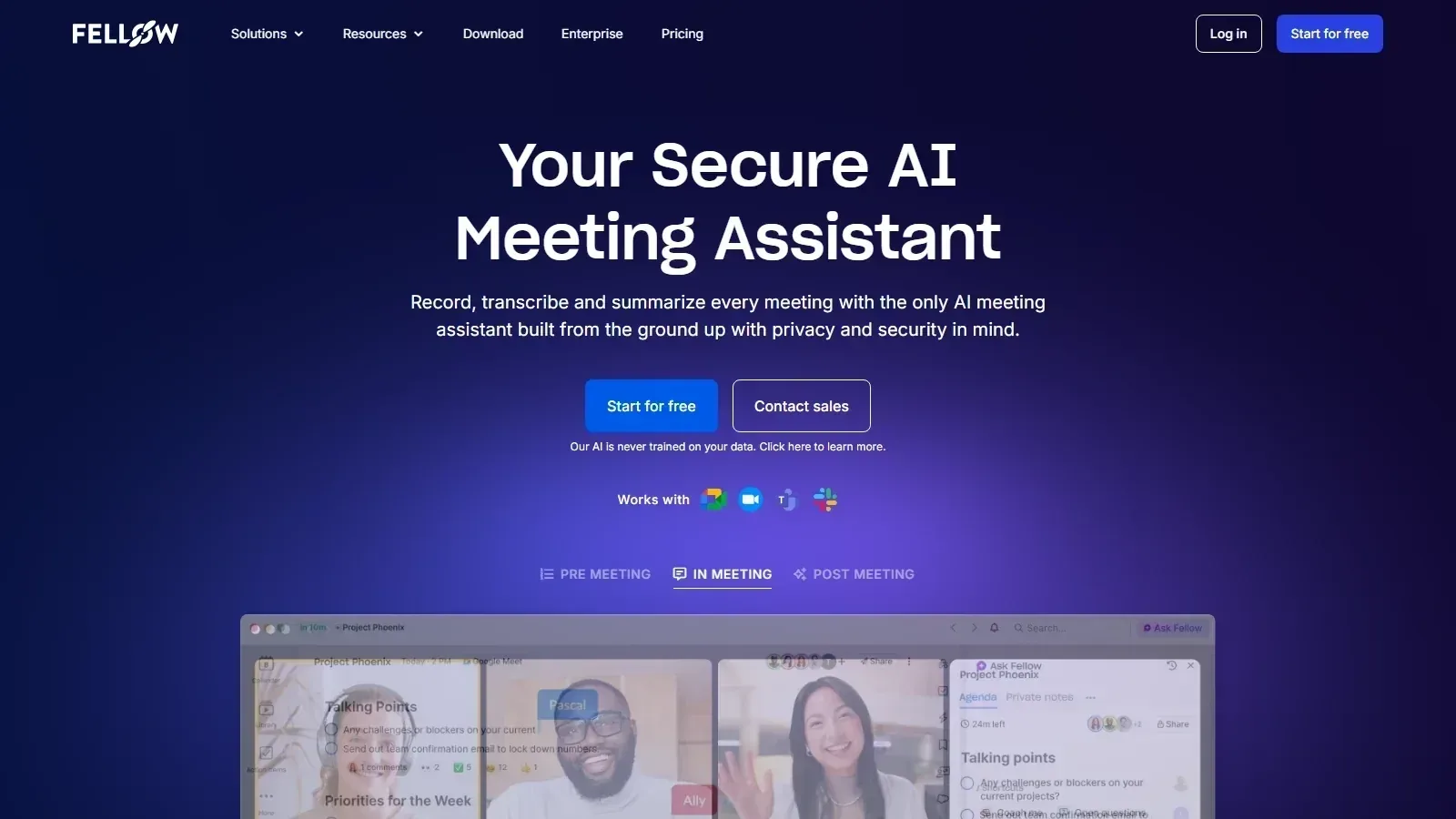 Fellow homepage screenshot