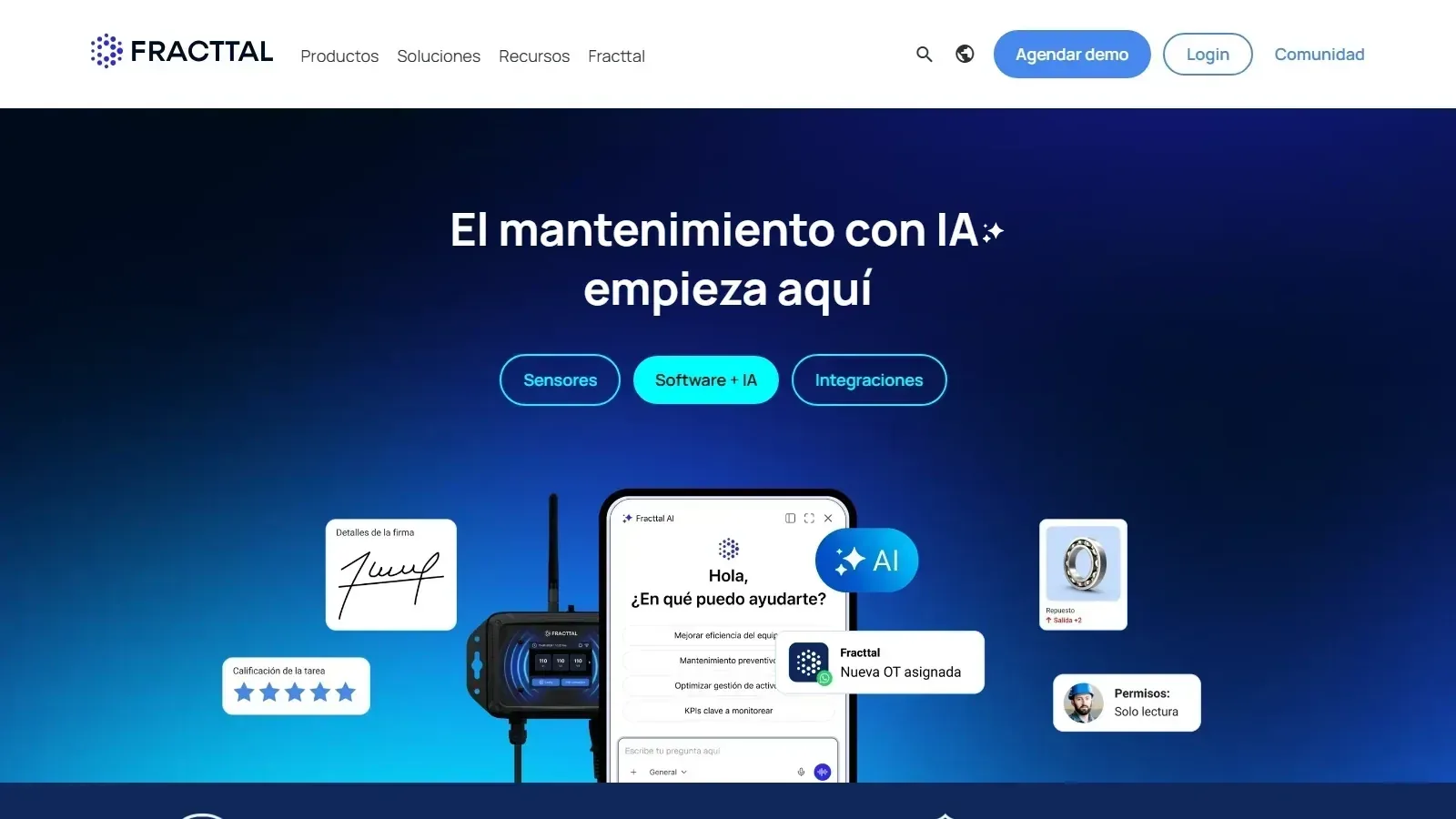 Fracttal One homepage screenshot