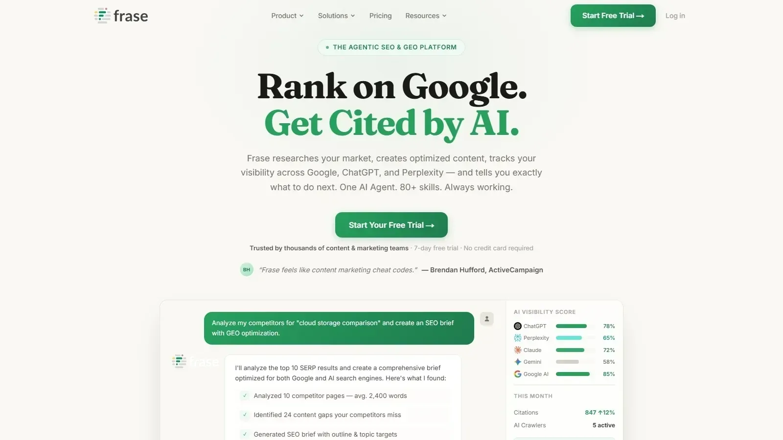Frase homepage screenshot